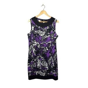 Alyx Limited Women’s Jacquard Sleeveless Sheath Dress Black/Purple/White Size 16